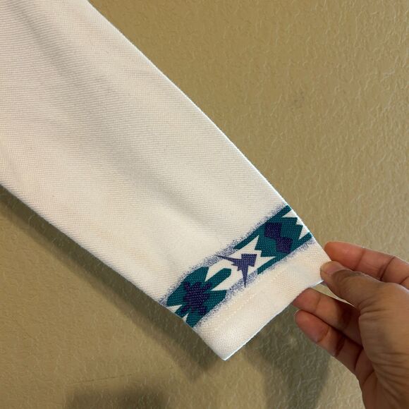 VTG Cripple Creek Henley Top Womens Medium White Aztec Southwestern 100% Cotton - Picture 4 of 5